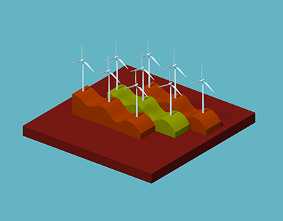 Wind Farm Mountain Layout Animation