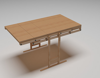 Folding Table Shelf 3D model animated Rigged Download