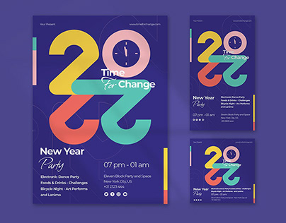New Year Flyer Set Template