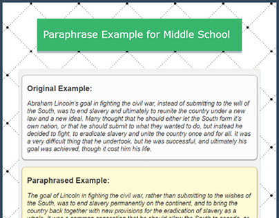 Paraphrase Example for Middle School