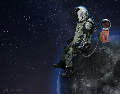 Astronaut setting in the moon