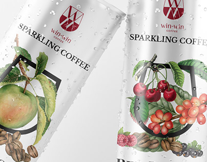 Win-Win Coffee. Sparkling coffee. Packaging design
