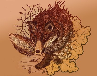 Fox with Oak Leaves