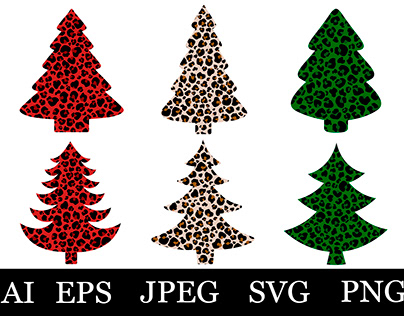 Leopard Christmas Tree SVG. Christmas tree sublimation
