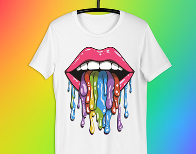 Mouth Dripping Rainbow Colors T-Shirt
