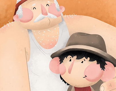 Ilustración Infantil: Padre e Hijo