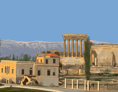 Baalbeck Ruins - view from Palmyra Hotel