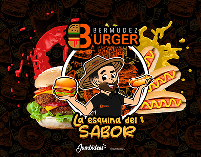 Diseño de Personaje y Banner para Bermudez Burger