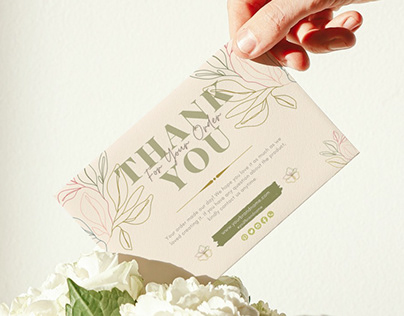Floral Green Thankyou Card
