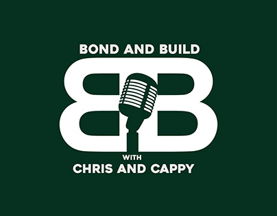 A podcast logo. Bond and Build with Chris and Cappy