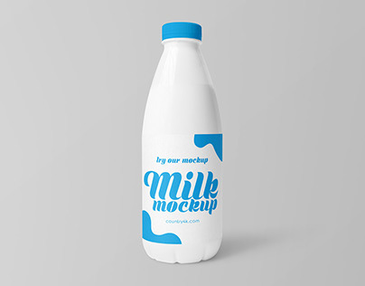 3 Free Plastic Milk Bottle Mockups