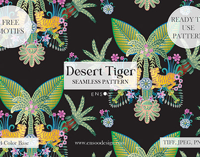 Seamless pattern desert tiger