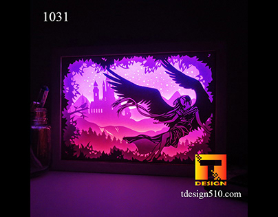 1031. Angel wings Paper cut light box Tdesign510