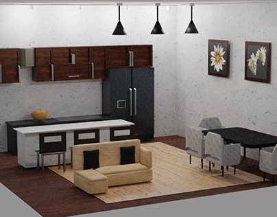 modern kitchen with dining table