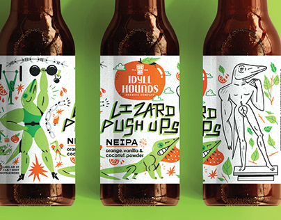 Beer label design Lizard Pushups