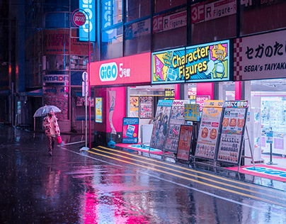 Tokyo in the Rain : Pink