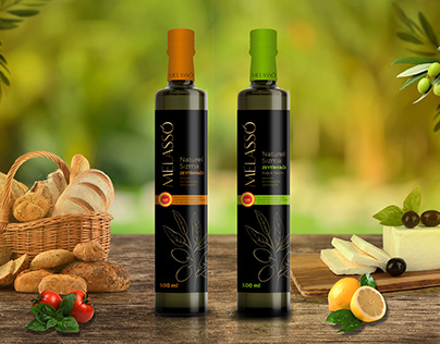 Melasso Logo and Olive Oil Packaging Design
