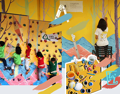 kids wall climbing mural