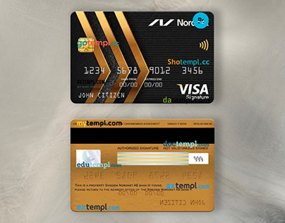 Sweden Nordnet AB bank visa signature card template