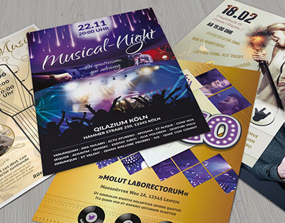 Flyer für Musicals, Discos und Konzerte