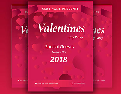 Valentine Day Party Flyer PSD Template Free