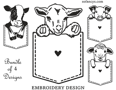 Pocket Animal Farm Embroidery Designs