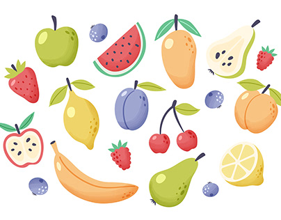 Summer Fruits cute vector set