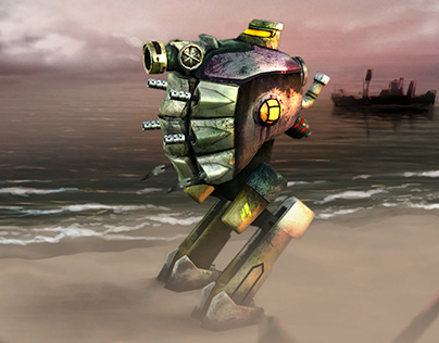 Steampunk Robot Wars - game 2D & 3D assets + UI design