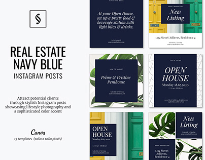 Real Estate Instagram Post Templates - Canva (Navy)