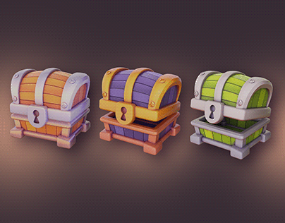 Low-Poly 3D Treasure Chests