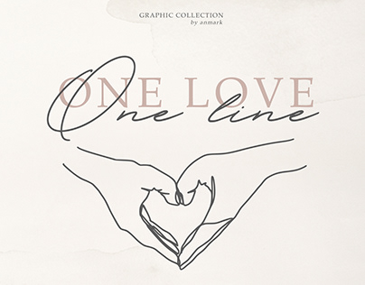 One love. One Line. Continuous line graphic collection