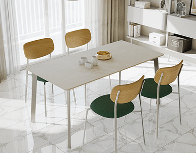 Dining Table and Chair Rendering, Dining Room Design