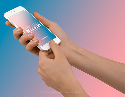 Hands with White iPhone 7 Mockup