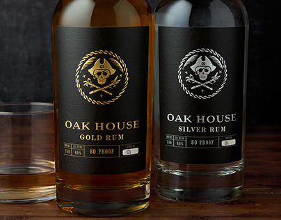 Oak House Distillery Rum Packaging Design & Logo