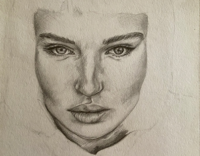 Pencil portrait in process