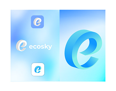 Letter e 3d modern logo design