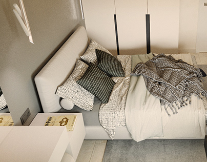 Bedroom in grey tones