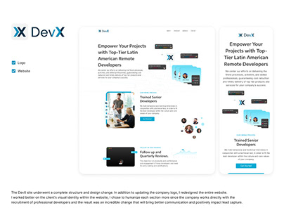 DevX - logo and website redesign.