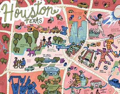 Illustrated Map of Houston, Texas
