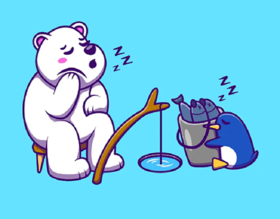 Cute Polar Bear And Penguin Cartoon
