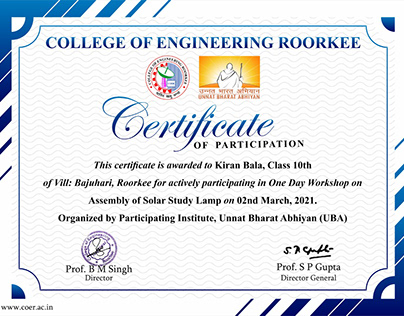 Certificate COER College Roorkee