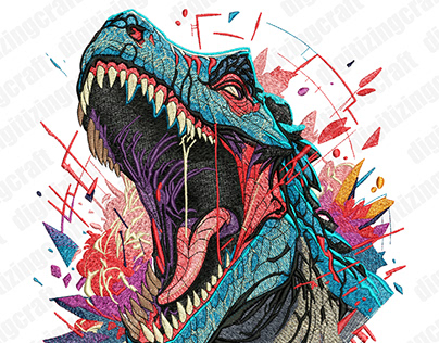Trex dinosaur embroidery design file