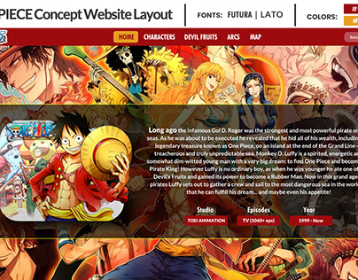'One Piece' Concept Website Layout