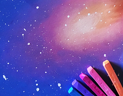 Drawing a galaxy with dry pastels