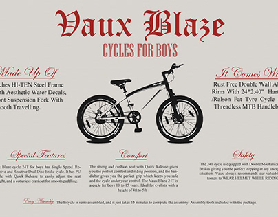 Advertisement poster for 'Vaux Blaze' cycles