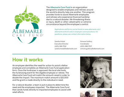 Folder Insert for Albemarle Care Fund