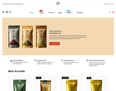 Organic Tea Website Home Page | UI & UX