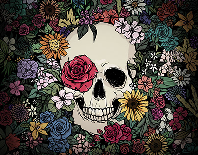 Skull of Flower Garden -Mobile Theme Illustration