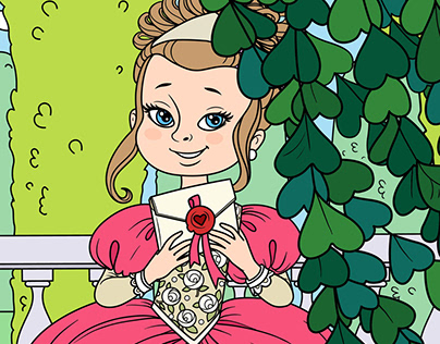 Beautiful princesses in the palace park coloring book