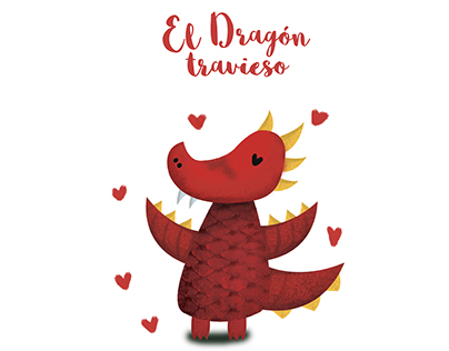 Ilustración infantil para cuento: El dragón travieso